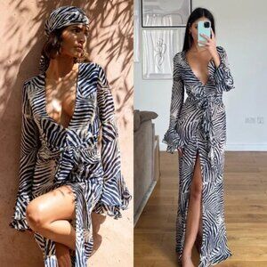 Rat & Boa Thalia Navy zebra print maxi dress